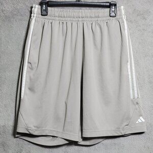 Adidas Shorts Mens XL Gray AEROREADY Athletic 3 Stripes Drawstring Lightweight